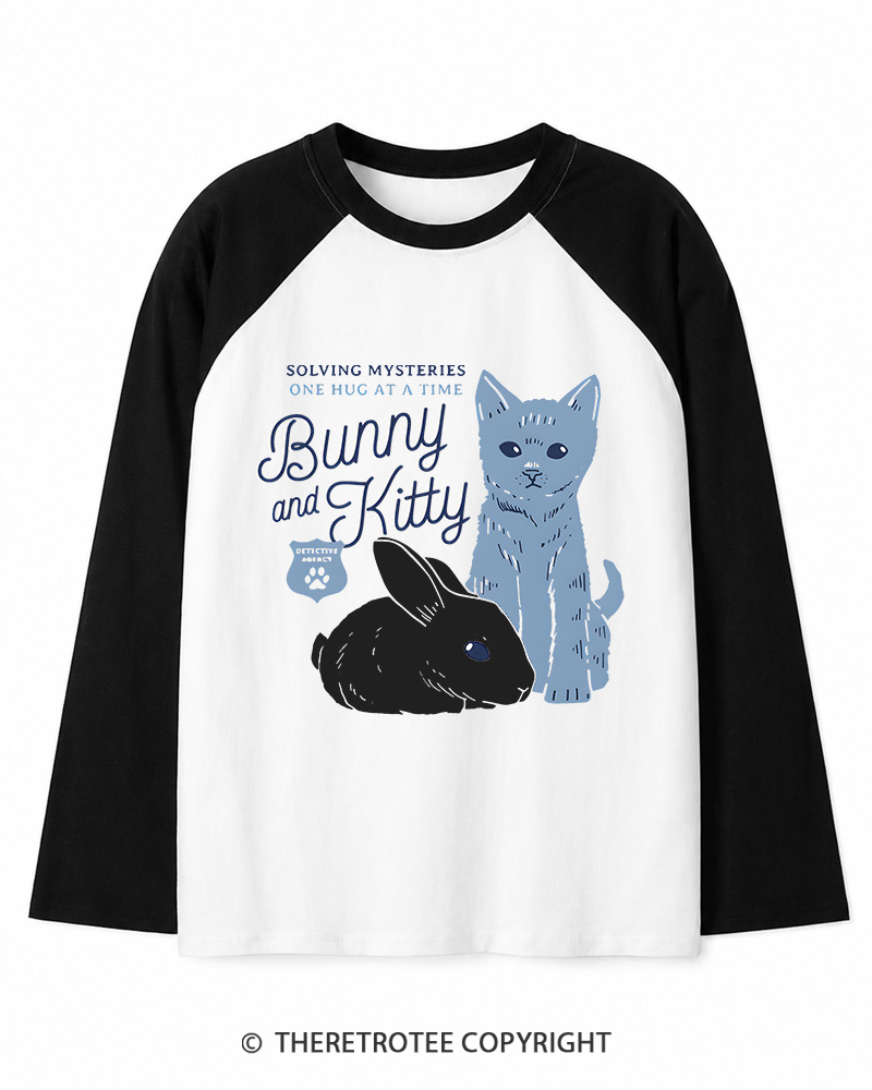 TheRetroTee Bunny and Kitty Long Sleeve Raglan T-Shirt
