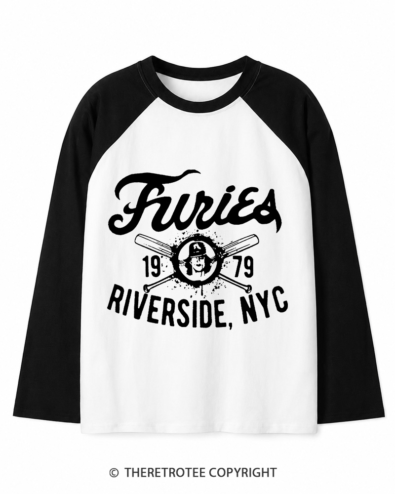 TheRetroTee Furies Riverside cult movie 1970s Long Sleeve Raglan T-Shirt