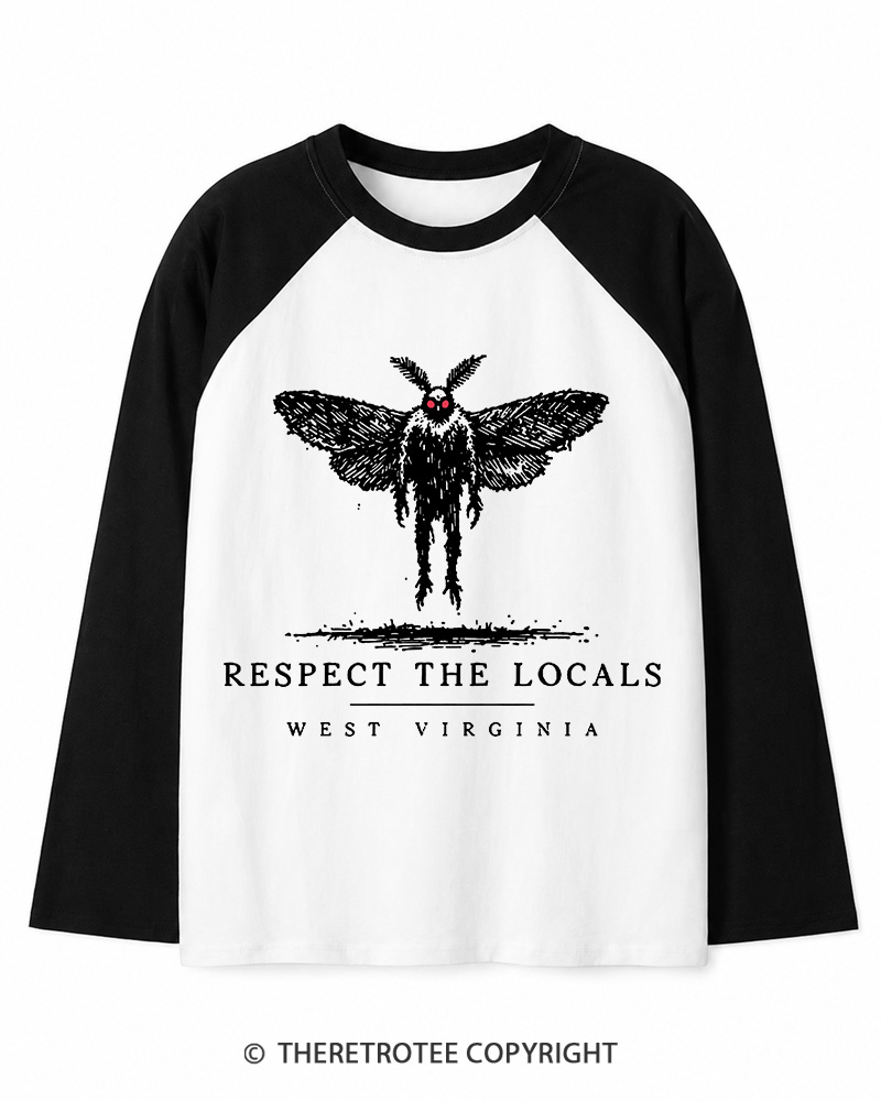 TheRetroTee West Virginia Mothman Cryptid Long Sleeve Raglan T-Shirt