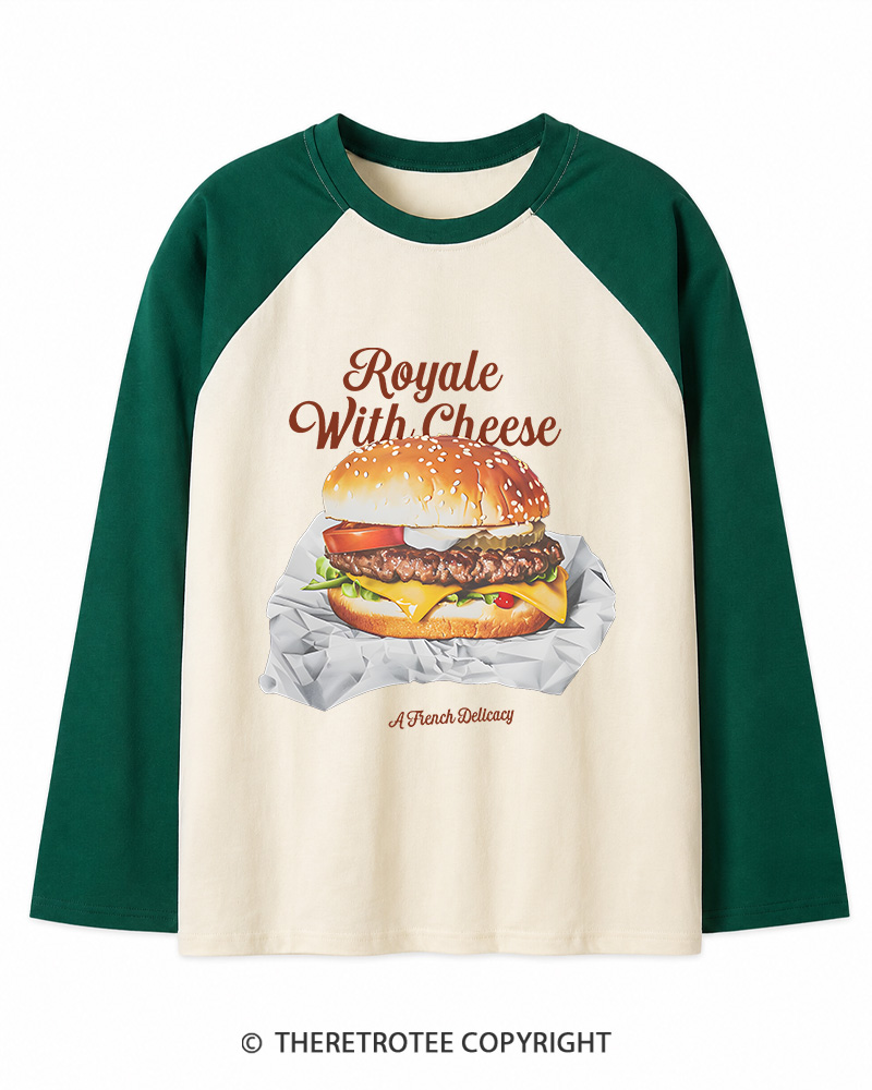 TheRetroTee Royale with Cheese 1990s Long Sleeve Raglan T-Shirt