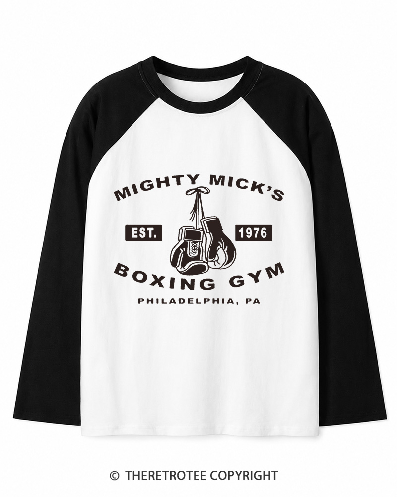 TheRetroTee Boxing Gym 1970s Long Sleeve Raglan T-Shirt