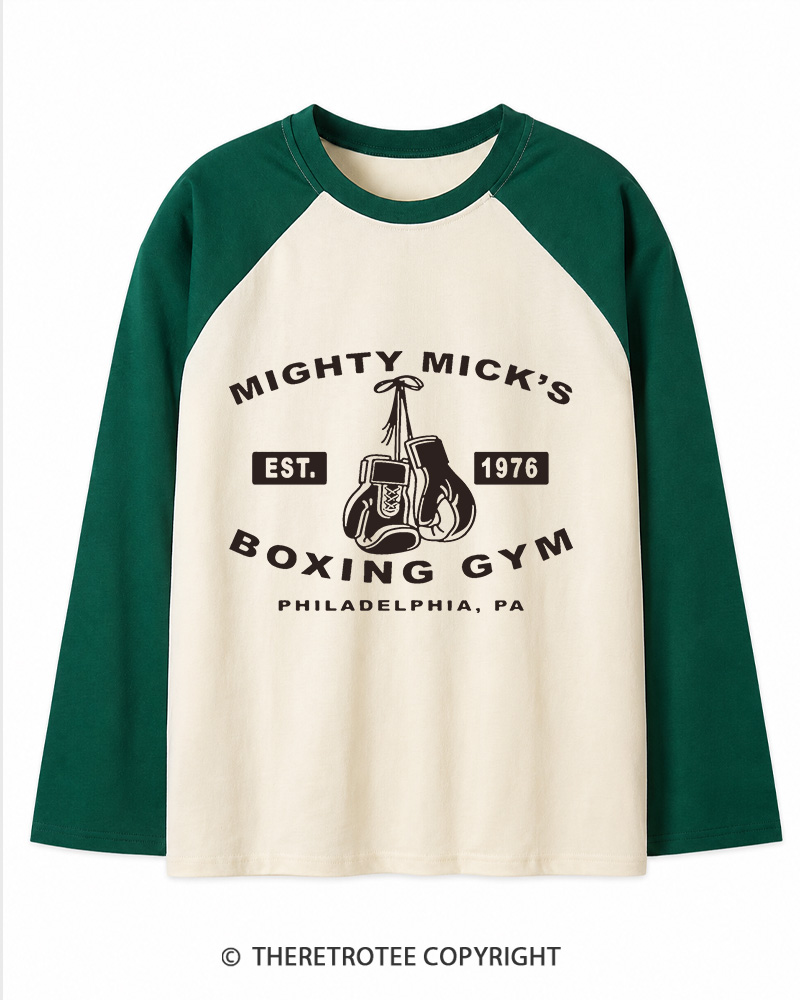 TheRetroTee Boxing Gym 1970s Long Sleeve Raglan T-Shirt