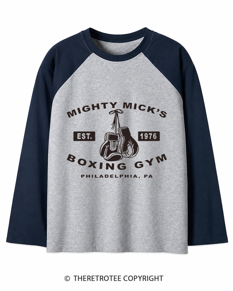 TheRetroTee Boxing Gym 1970s Long Sleeve Raglan T-Shirt
