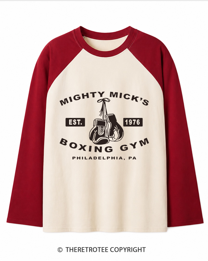 TheRetroTee Boxing Gym 1970s Long Sleeve Raglan T-Shirt