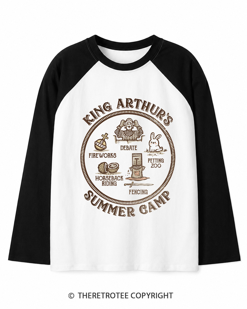 TheRetroTee King Arthur's Summer Camp 1970s Long Sleeve Raglan T-Shirt