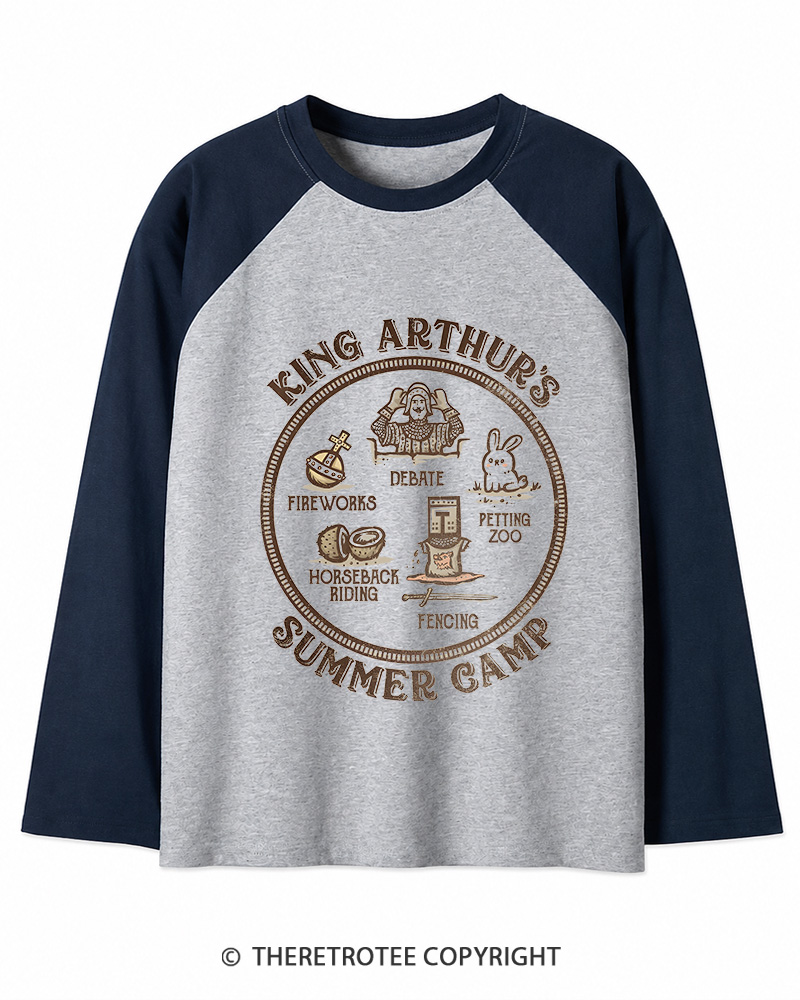 TheRetroTee King Arthur's Summer Camp 1970s Long Sleeve Raglan T-Shirt