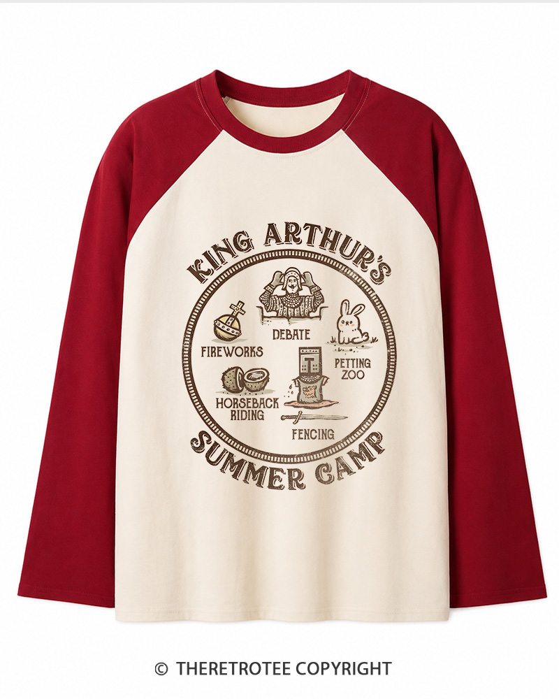 TheRetroTee King Arthur's Summer Camp 1970s Long Sleeve Raglan T-Shirt