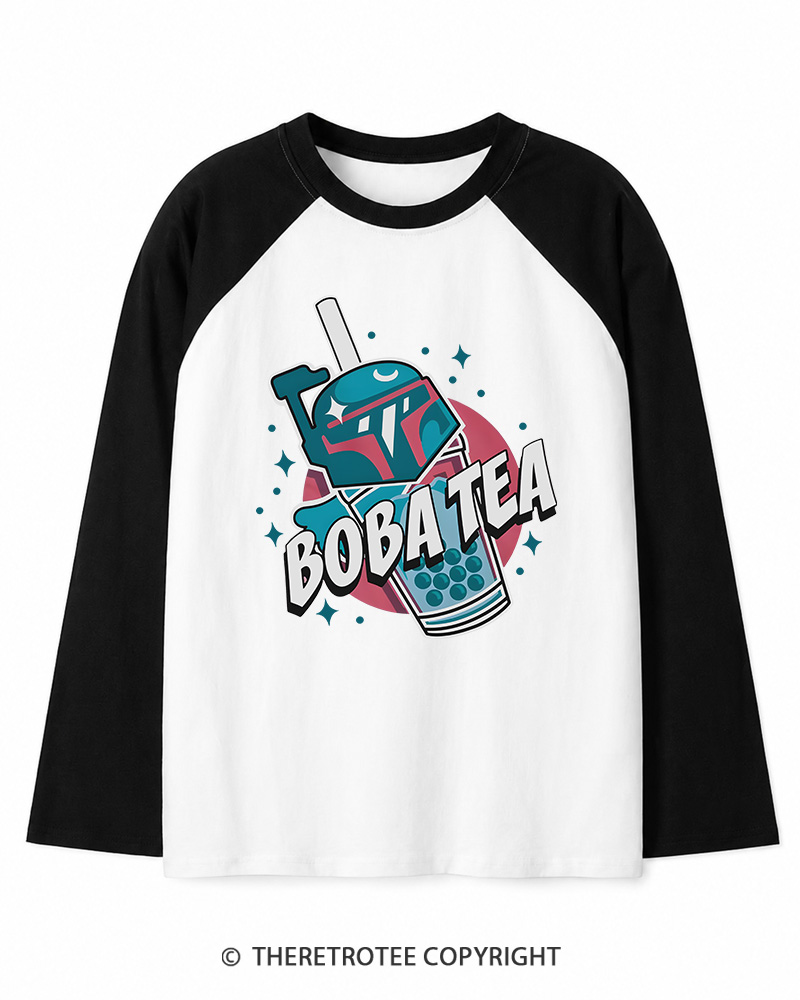 TheRetroTee Boba Tea 1980s Long Sleeve Raglan T-Shirt