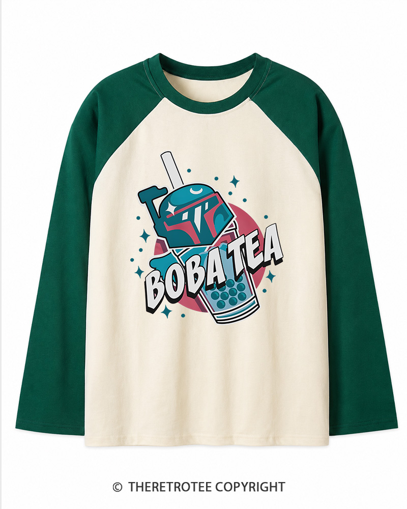 TheRetroTee Boba Tea 1980s Long Sleeve Raglan T-Shirt