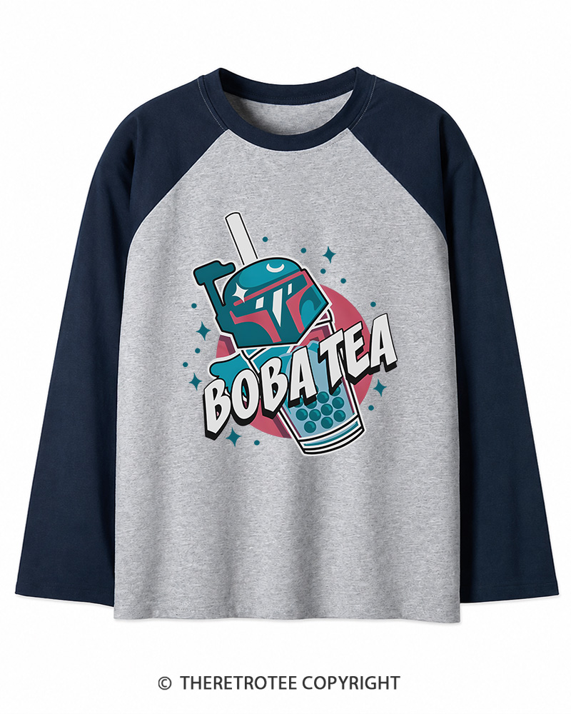 TheRetroTee Boba Tea 1980s Long Sleeve Raglan T-Shirt
