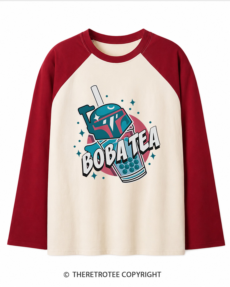 TheRetroTee Boba Tea 1980s Long Sleeve Raglan T-Shirt