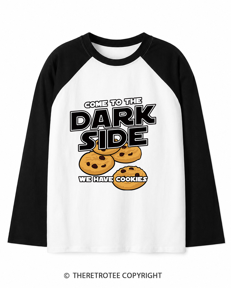 TheRetroTee Come to the Dark Side 1980s Long Sleeve Raglan T-Shirt