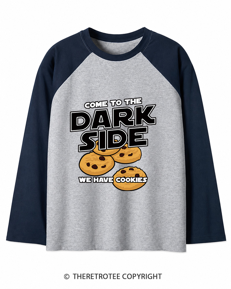 TheRetroTee Come to the Dark Side 1980s Long Sleeve Raglan T-Shirt