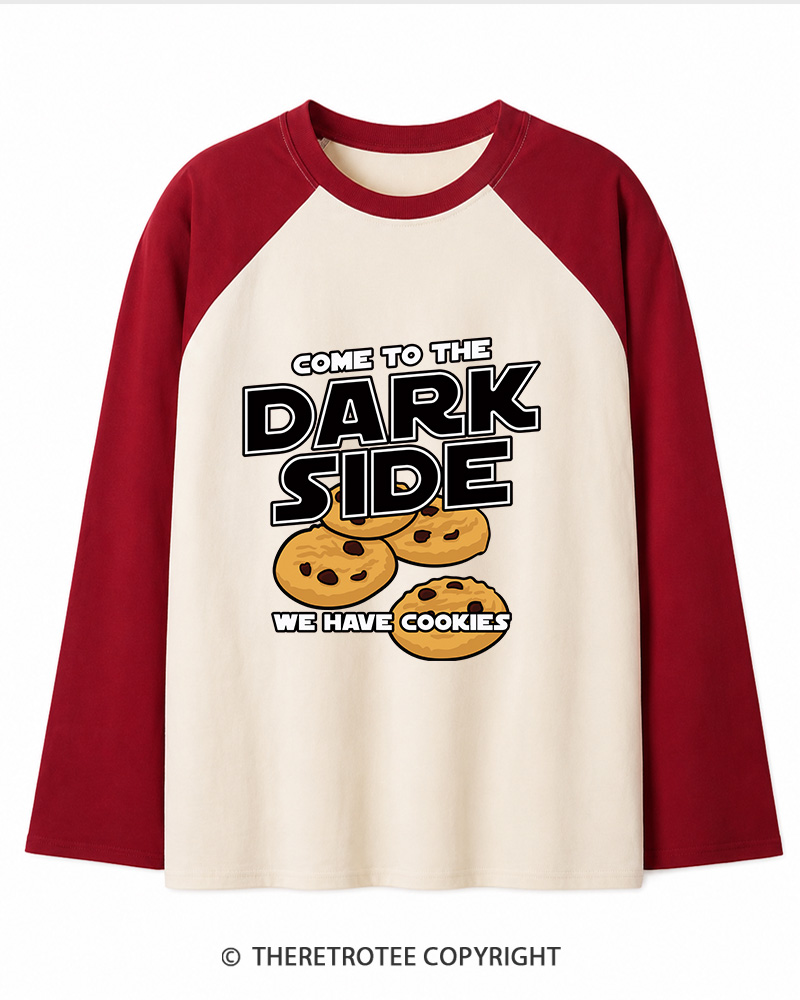 TheRetroTee Come to the Dark Side 1980s Long Sleeve Raglan T-Shirt