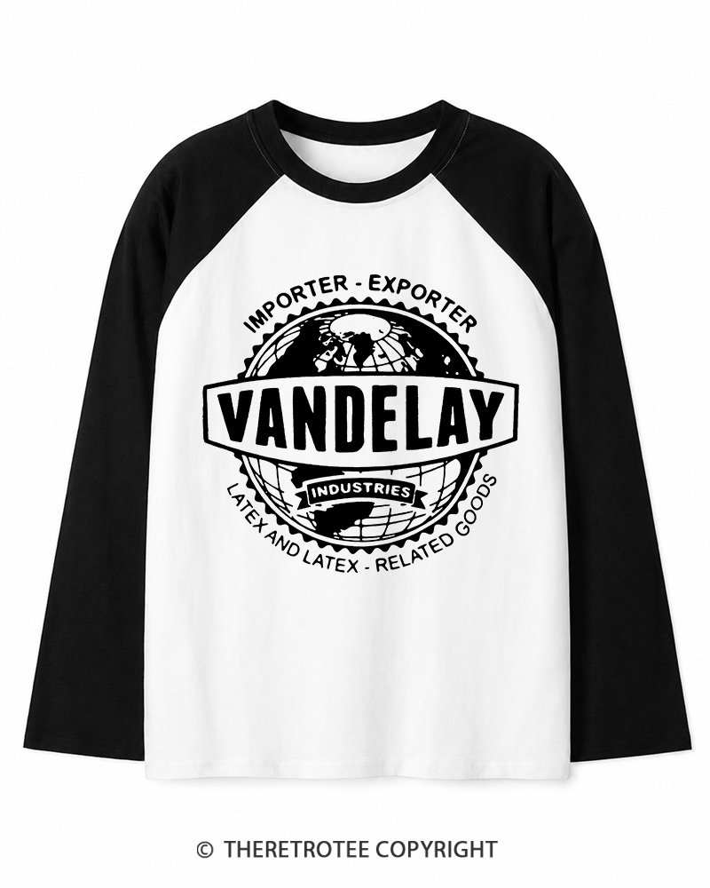 TheRetroTee Vandelay Industries 1990s Long Sleeve Raglan T-Shirt