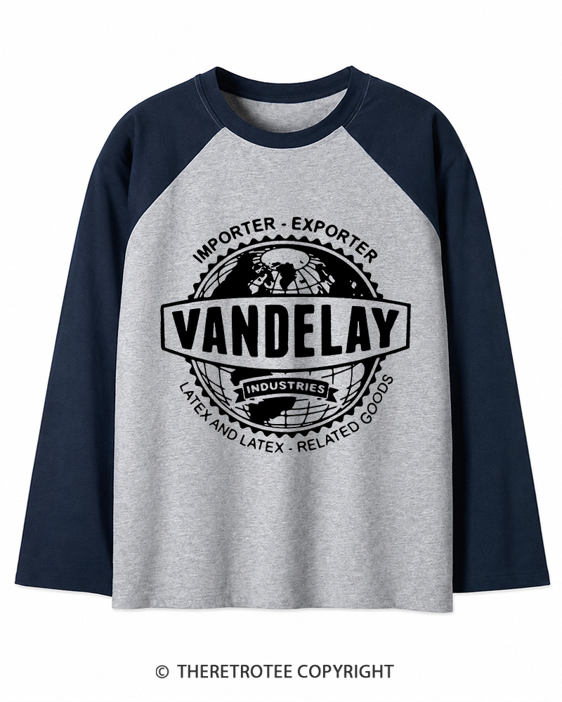 TheRetroTee Vandelay Industries 1990s Long Sleeve Raglan T-Shirt