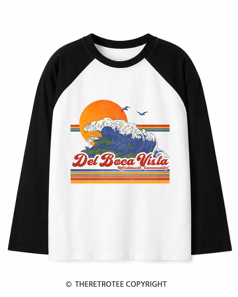 TheRetroTee Del Boca Vista 1990s Long Sleeve Raglan T-Shirt