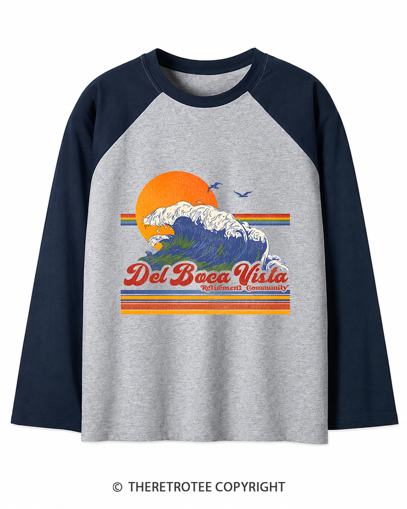 TheRetroTee Del Boca Vista 1990s Long Sleeve Raglan T-Shirt