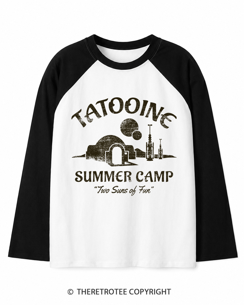 TheRetroTee Two Suns of Fun 1970s Long Sleeve Raglan T-Shirt