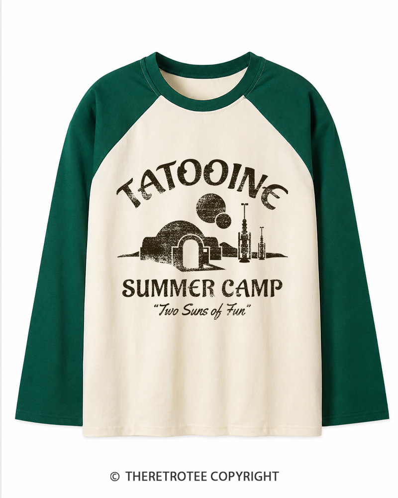 TheRetroTee Two Suns of Fun 1970s Long Sleeve Raglan T-Shirt