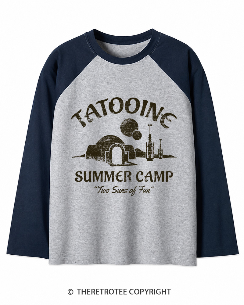 TheRetroTee Two Suns of Fun 1970s Long Sleeve Raglan T-Shirt