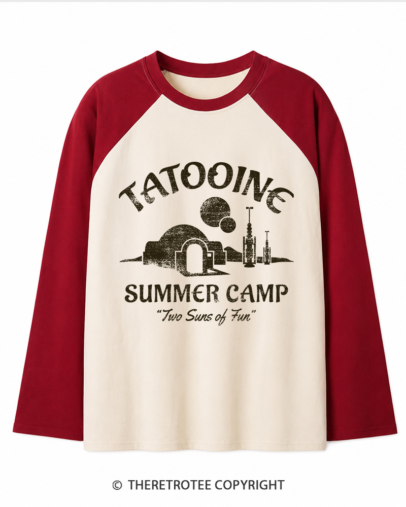 TheRetroTee Two Suns of Fun 1970s Long Sleeve Raglan T-Shirt