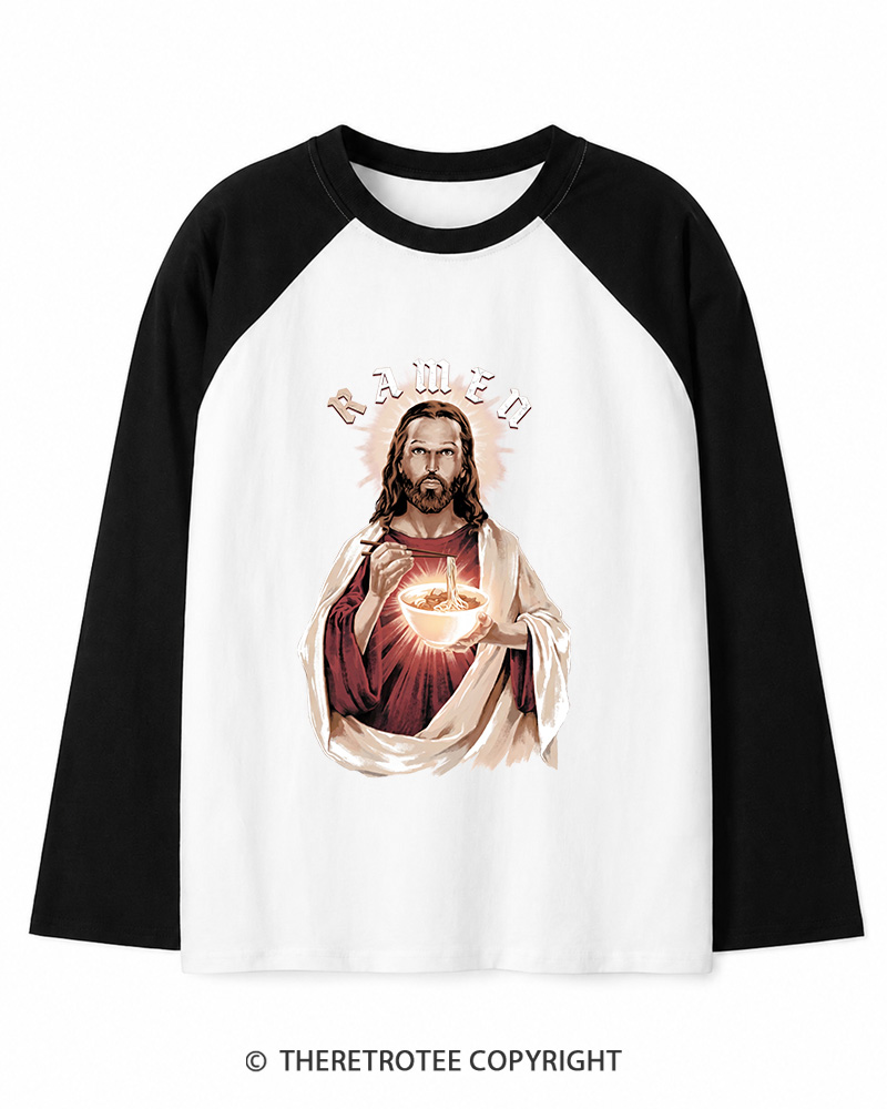 TheRetroTee R-Amen Vintage Graphic Long Sleeve Raglan T-Shirt