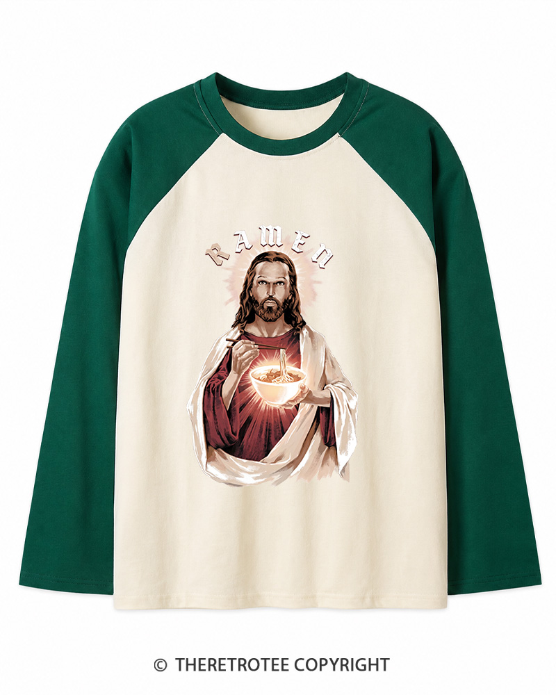 TheRetroTee R-Amen Vintage Graphic Long Sleeve Raglan T-Shirt