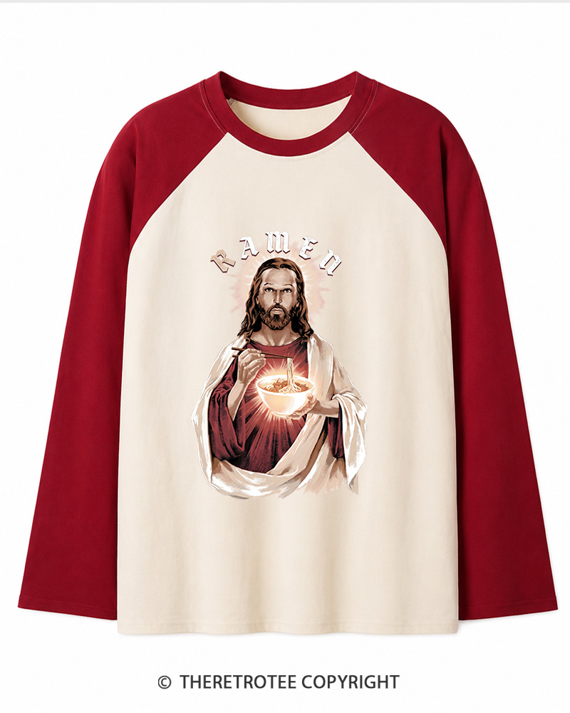 TheRetroTee R-Amen Vintage Graphic Long Sleeve Raglan T-Shirt