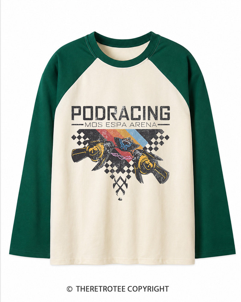 TheRetroTee Desert Speed Racing 1980s Long Sleeve Raglan T-Shirt