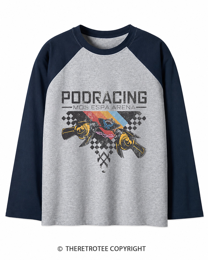 TheRetroTee Desert Speed Racing 1980s Long Sleeve Raglan T-Shirt