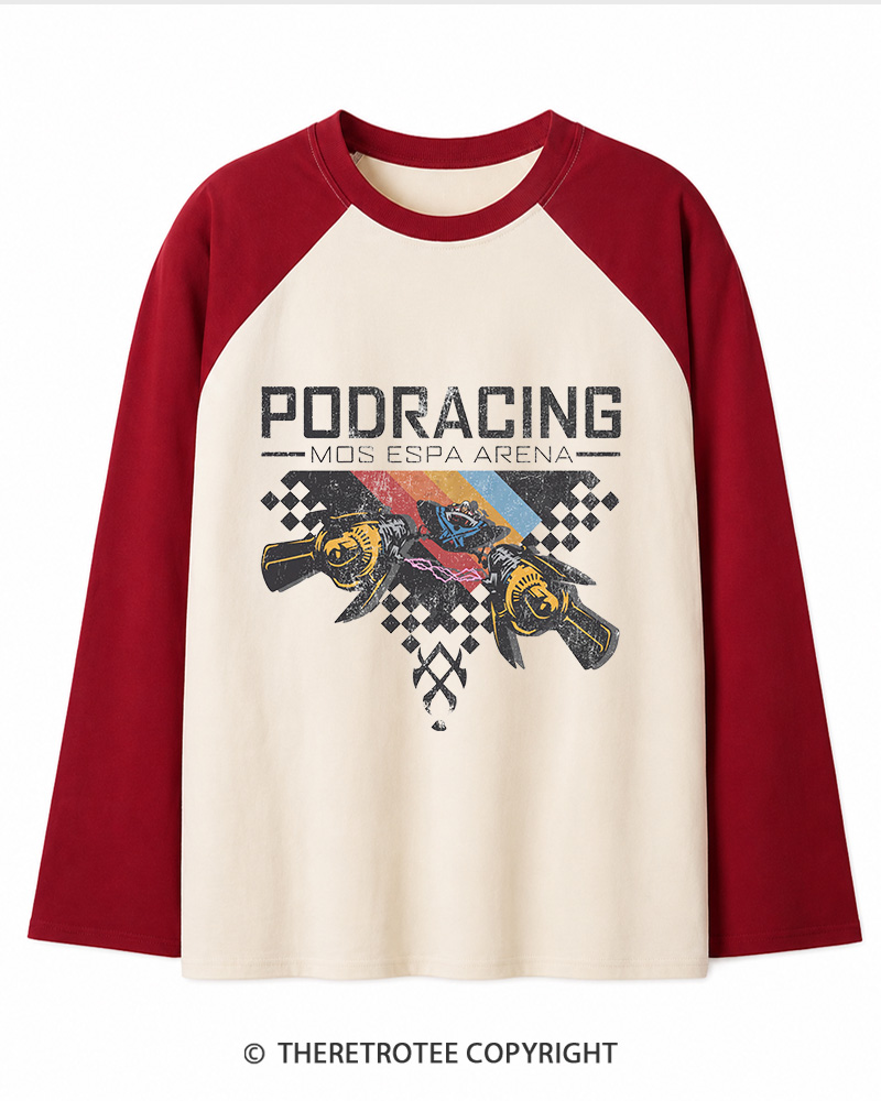 TheRetroTee Desert Speed Racing 1980s Long Sleeve Raglan T-Shirt