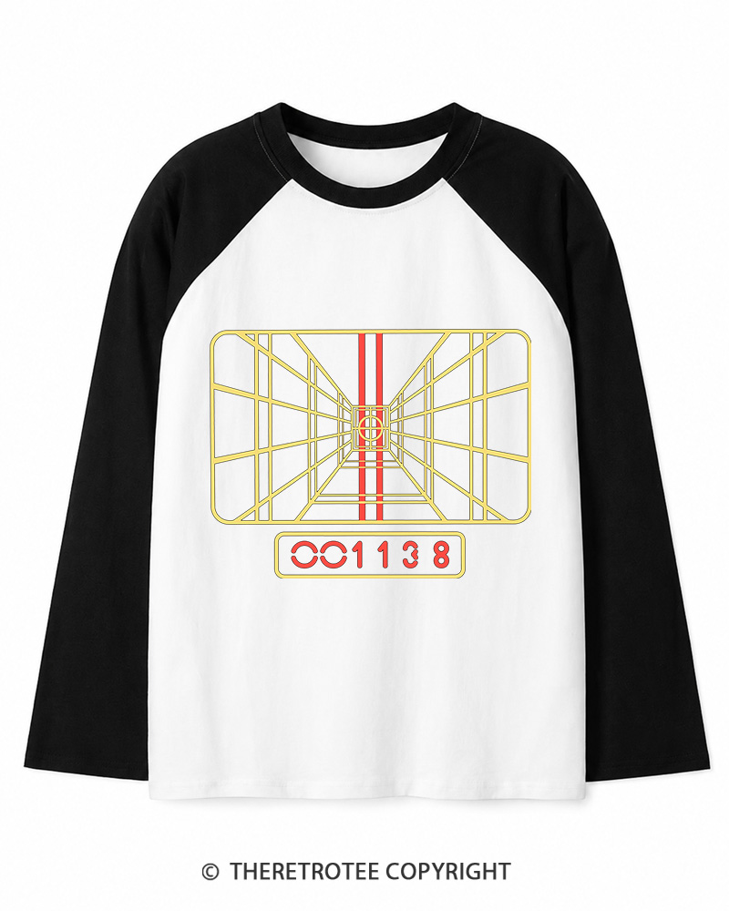 TheRetroTee Stay On Target 1980s Long Sleeve Raglan T-Shirt
