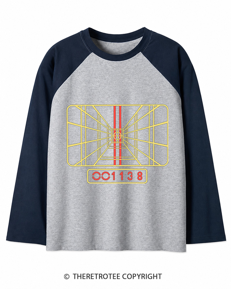 TheRetroTee Stay On Target 1980s Long Sleeve Raglan T-Shirt