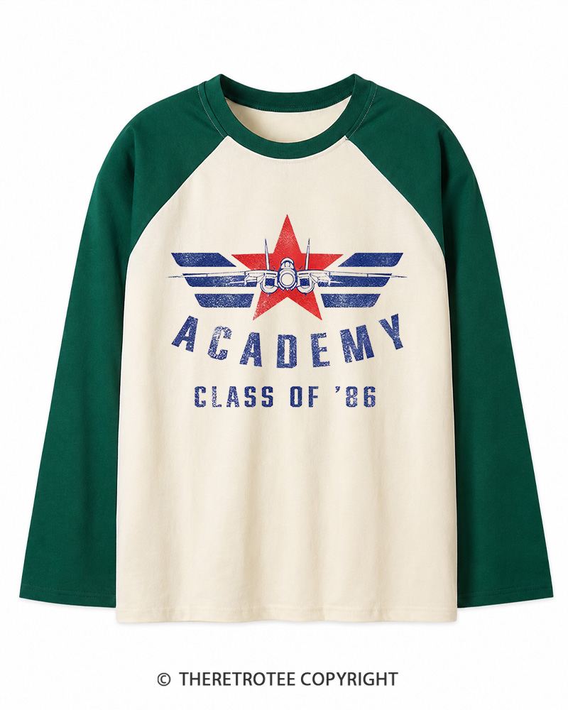 TheRetroTee Academy '86 1980s Long Sleeve Raglan T-Shirt