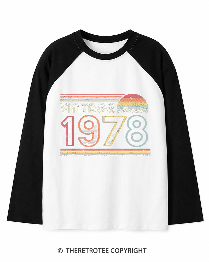 TheRetroTee 1978 Vintage Long Sleeve Raglan T-Shirt
