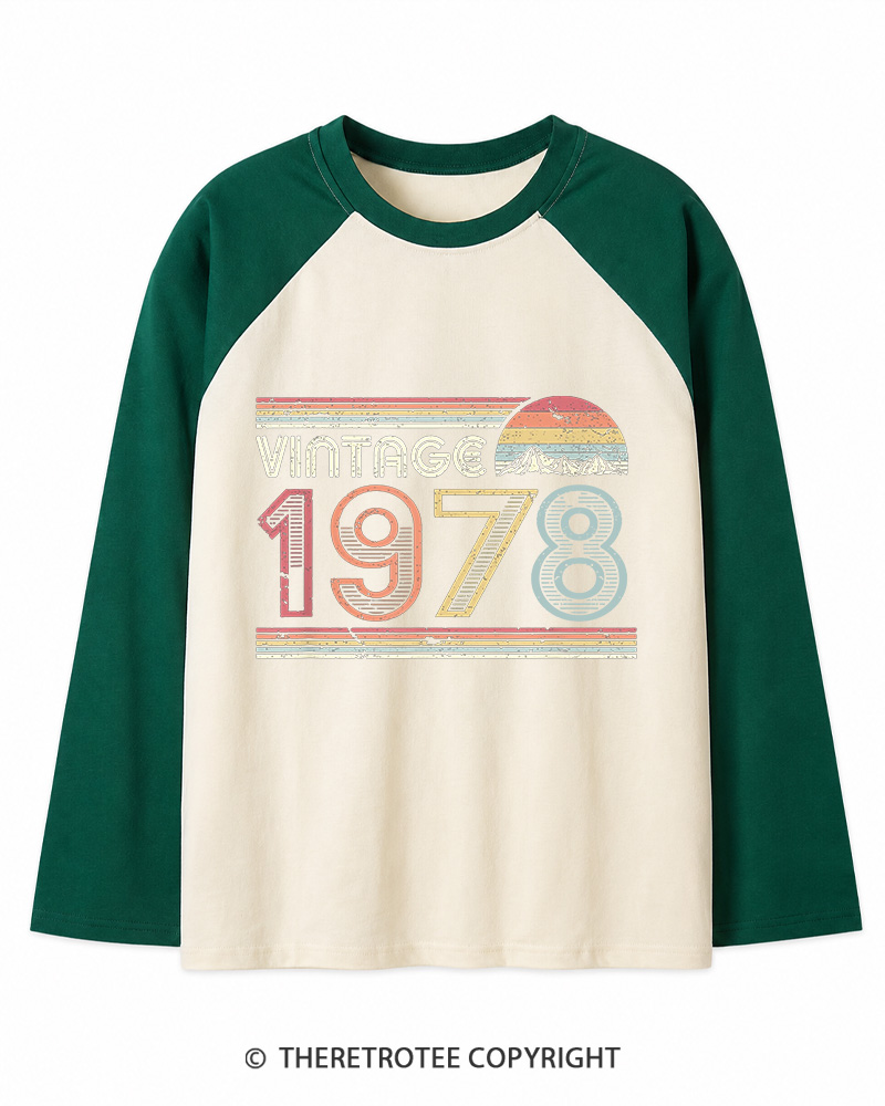 TheRetroTee 1978 Vintage Long Sleeve Raglan T-Shirt