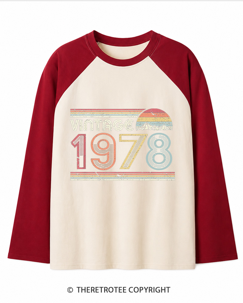 TheRetroTee 1978 Vintage Long Sleeve Raglan T-Shirt