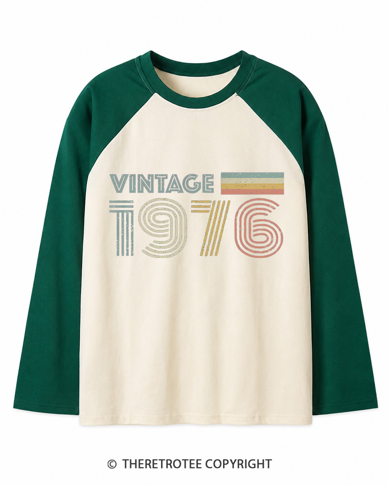 TheRetroTee 1976 Vintage Long Sleeve Raglan T-Shirt