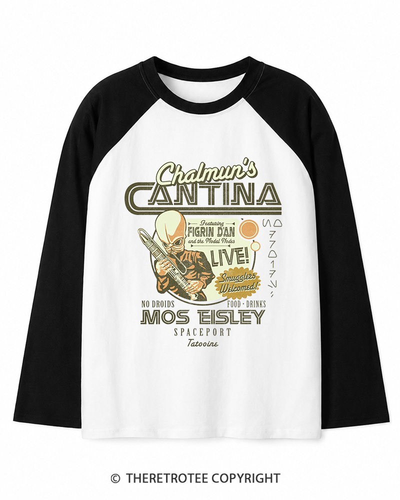 TheRetroTee Chalmun's Cantina 1980s Long Sleeve Raglan T-Shirt