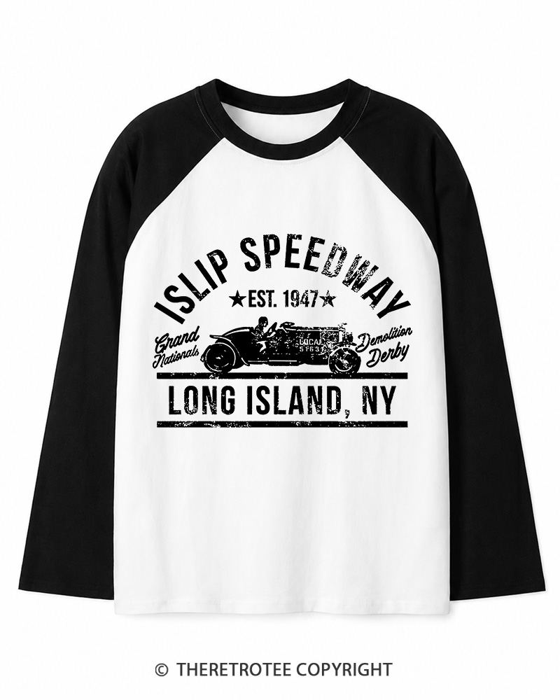 TheRetroTee Islip Speedway 1960s Long Sleeve Raglan T-Shirt