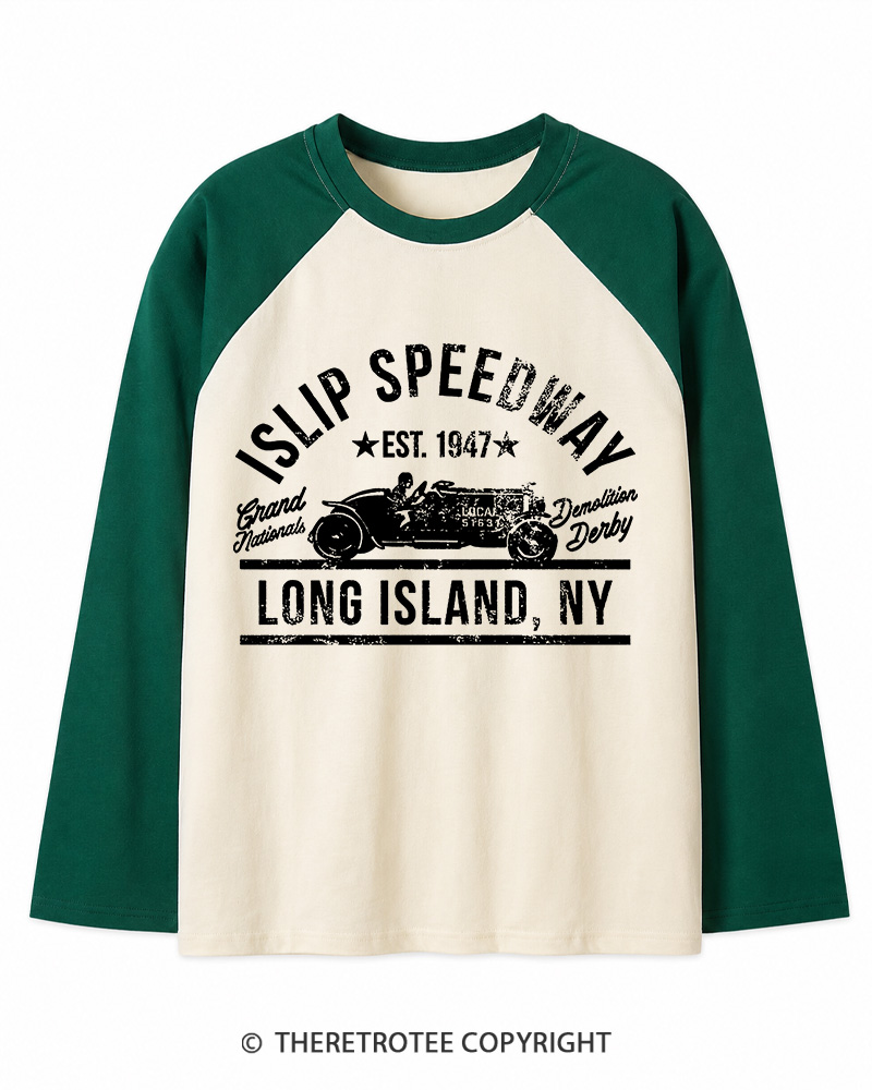 TheRetroTee Islip Speedway 1960s Long Sleeve Raglan T-Shirt
