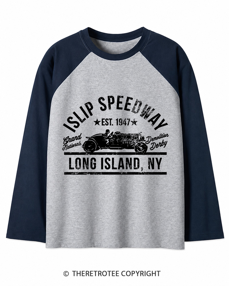 TheRetroTee Islip Speedway 1960s Long Sleeve Raglan T-Shirt