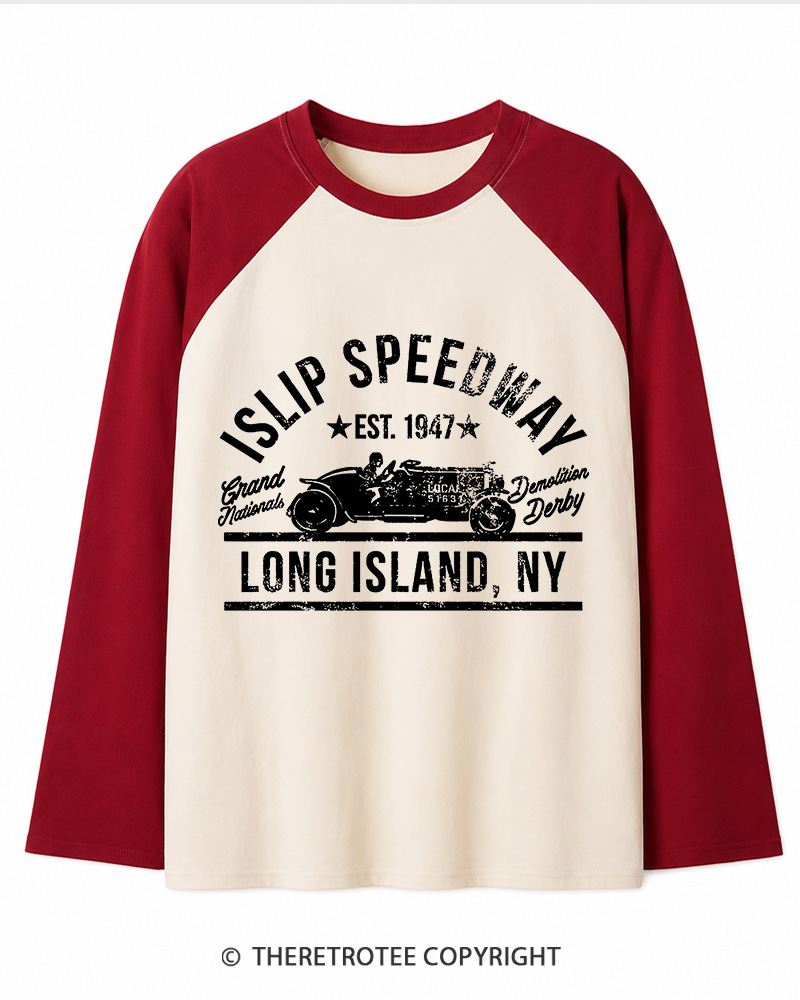 TheRetroTee Islip Speedway 1960s Long Sleeve Raglan T-Shirt
