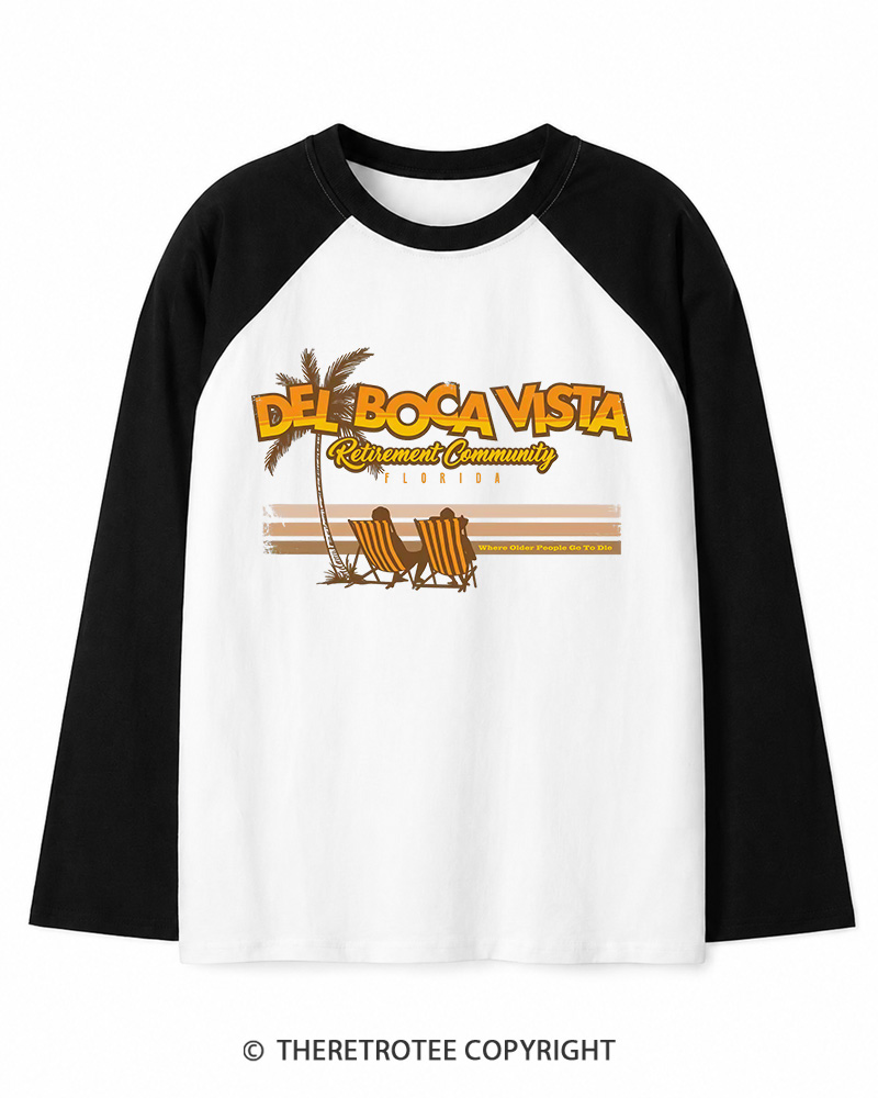 TheRetroTee Del Boca Vista 1990s Long Sleeve Raglan T-Shirt