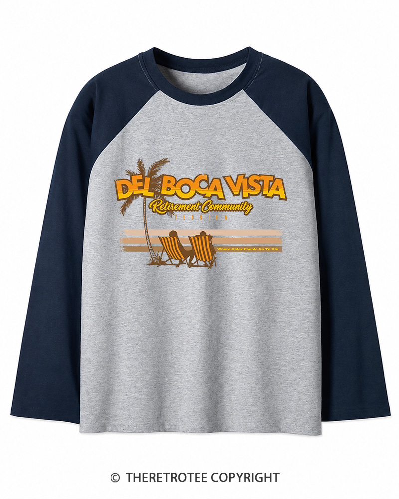 TheRetroTee Del Boca Vista 1990s Long Sleeve Raglan T-Shirt