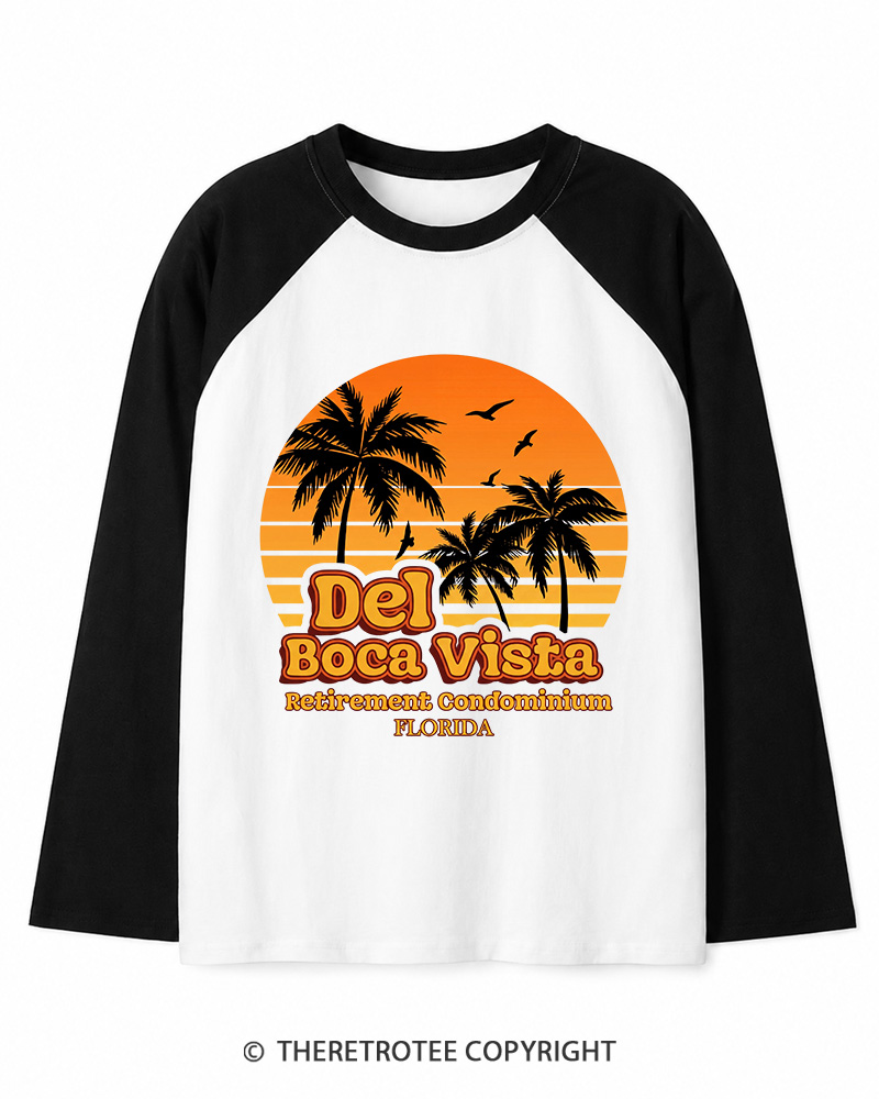 TheRetroTee Del Boca Vista 1990s Long Sleeve Raglan T-Shirt