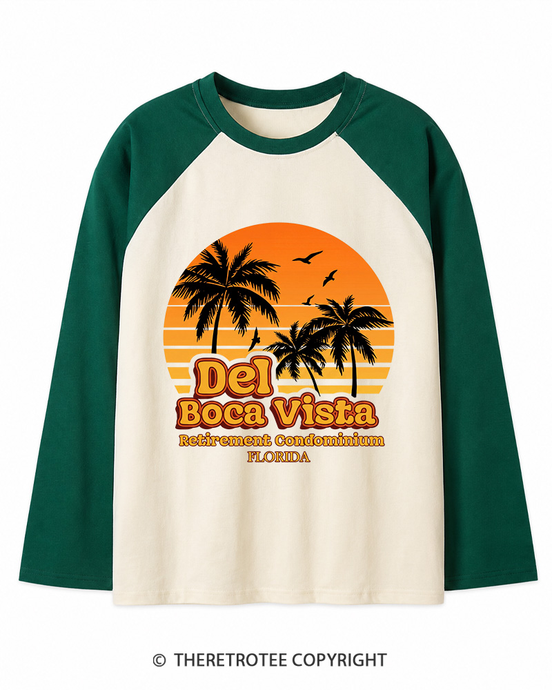 TheRetroTee Del Boca Vista 1990s Long Sleeve Raglan T-Shirt