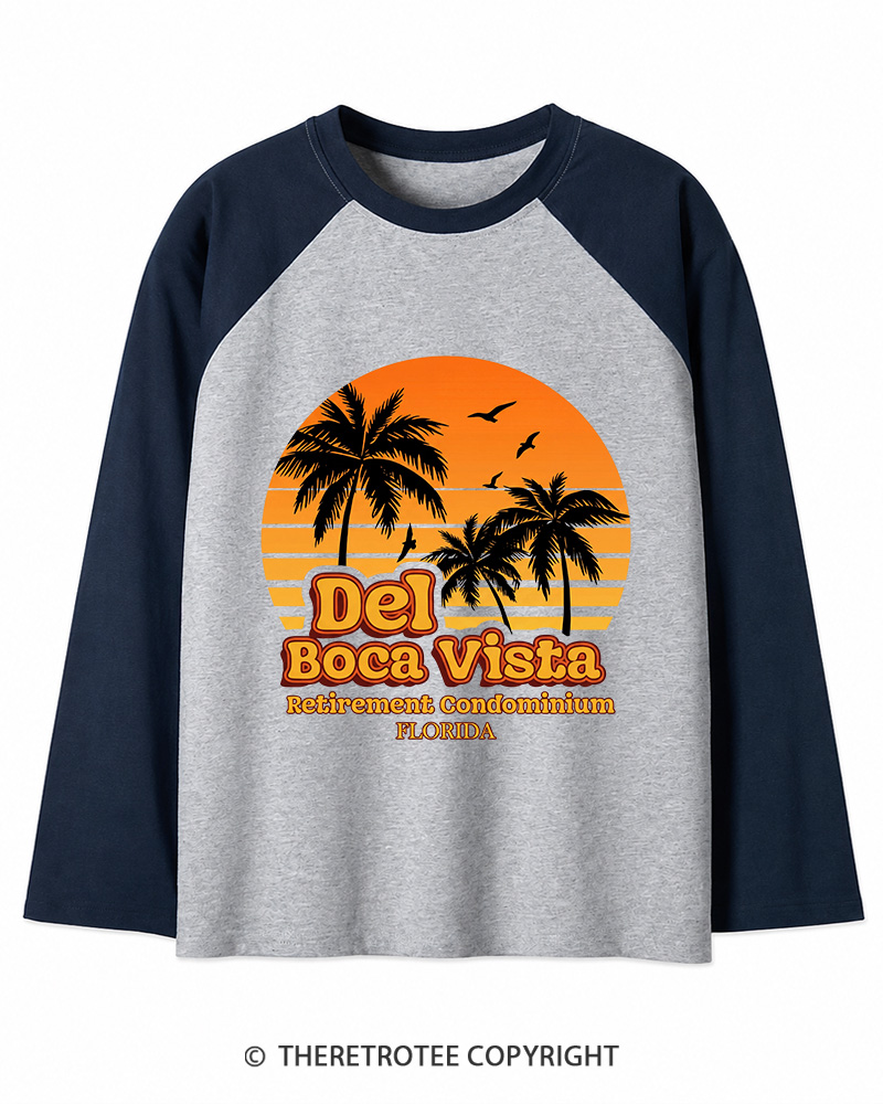 TheRetroTee Del Boca Vista 1990s Long Sleeve Raglan T-Shirt