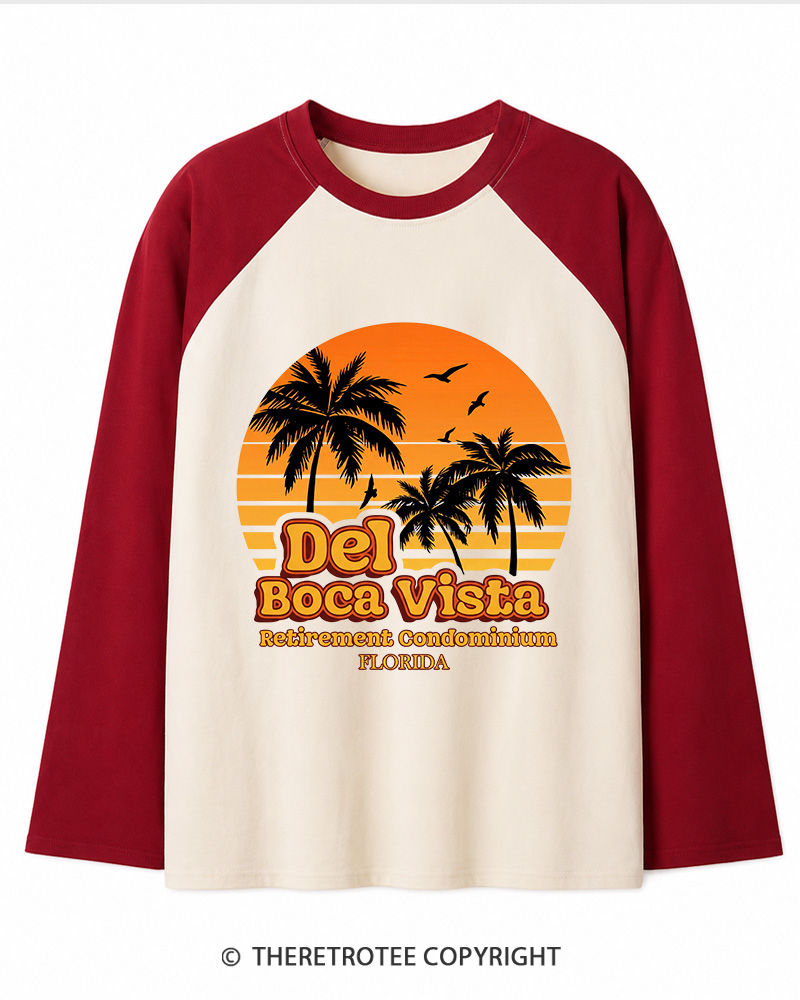 TheRetroTee Del Boca Vista 1990s Long Sleeve Raglan T-Shirt
